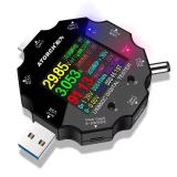 ATORCH UD18 手机充电检测器 适用于 USB 3.0 / DC 5.5 / TYPE-C 数字显示 电压 电流表 测试仪