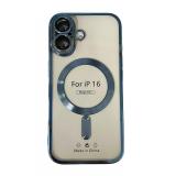 苹果 IPHONE 16 电镀磁吸 带镜头保护 手机壳 蓝色