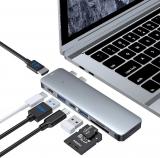 7 IN 2 铝合金 拓展坞 用于 苹果 MACBOOK AIR / PRO (雷电 3 / TYPE-C / USB 3.2 / USB 2.0 / SD / FT / HDMI 4K) (带包装)