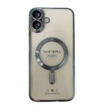 苹果 IPHONE 16 PLUS 电镀磁吸 带镜头保护 手机壳 蓝色