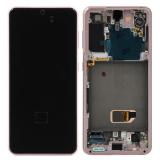 SAMSUNG GALAXY S21 5G G991B 带框总成 ，粉色 / 幻影粉色  (官方售后全新屏 + 后装框) (非全原)